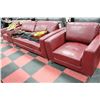 Image 1 : NEW 3 PC RED LEATHERETTE SOFA W 2 CHAIRS