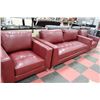 Image 2 : NEW 3 PC RED LEATHERETTE SOFA W 2 CHAIRS