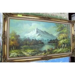 ESTATE MOUNTAIN SCENE OIL ON CANVAS