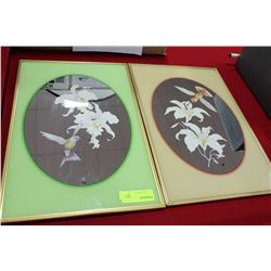 2 ESTATE MIRRORED BIRD PICTURES