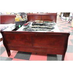 QU SIZE CHERRY WOOD SLEIGH BEDFRAME