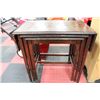 Image 1 : ANTIQUE 3-PIECE WOOD NESTING TABLES W/ FOLD-DOWN