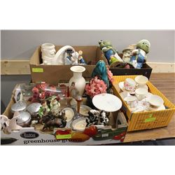ESTATE 4 BOXES OF MISC ORNAMENTS/CUPS/SAUCERS ETC