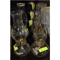 VINTAGE GLASS OIL LAMP X5