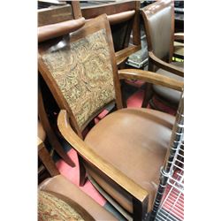 WOOD,LEATHER AND FABRIC ARM OR SIDECHAIR