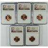 Image 1 : LOT OF ( 5 ) 1944 LINCOLN CENTS, NGC MS-66 RED