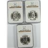 Image 1 : ( 3 )1956 FRANKLIN HALF DOLLARS, NGC MS-64