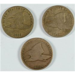 (3) FLYING EAGLE CENTS (57, 58 SL, 58 LL)