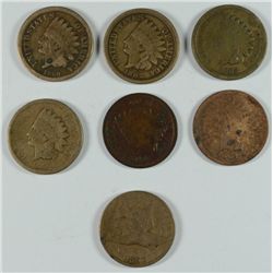 (7) INDIAN HEAD CENTS (57, 59, 60, 62, 63, 64 BR, 64-L)