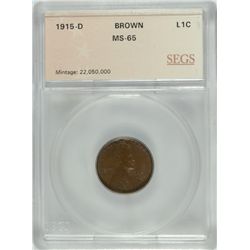 1915-D LINCOLN CENT SEGS MS-65 BROWN