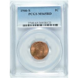 1946-S LINCOLN CENT PCGS MS-65 RD