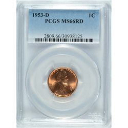 1953-D LINCOLN CENT PCGS MS-66 RD