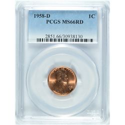 1958-D LINCOLN CENT PCGS MS-66 RD