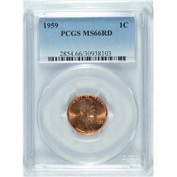 1959 LINCOLN CENT PCGS MS-66 RD