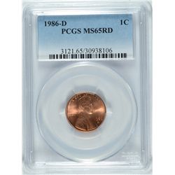 1986-D LINCOLN CENT PCGS MS-65 RD