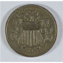 1867 SHIELD NICKEL (NO RAYS) VF/XF (NICE COIN)