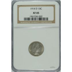1914-D BARBER DIME NGC XF-45