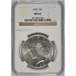 1922 PEACE DOLLAR NGC MS-63