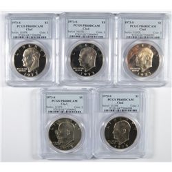 (5) 1973-S PROOF IKE DOLLARS PCGS PR-68 DCAM
