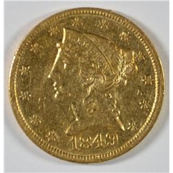 1849-C $5 GOLD LIBERTY VF/XF