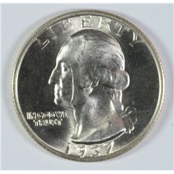 1937-S WASHINGTON QUARTER, MS-64 BLAST WHITE!  LIGHT SCRATCH ON FACE