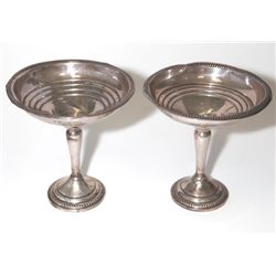 2 Vintage Sterling Silver Pedestal Compote Candy Dishes