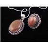 Image 2 : Red Onyx 2 Pc Sterling Ring & Pendant Necklace Set