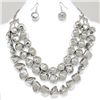 Image 2 : Rhodium Earring/Necklace Set w/Large Stones