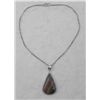 Image 1 : Tigers Eye Sterling Pendant Necklace Teardrop Shape