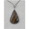 Image 2 : Tigers Eye Sterling Pendant Necklace Teardrop Shape