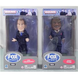 2 Bobbleheads NFL Fox James Brown, Cris Collinsworth