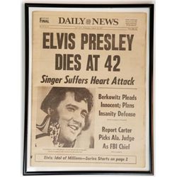 "Elvis Presley Dies at 42" Daily News Front Page Paper