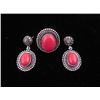 Image 1 : Red Coral 3 Pc Sterling German Ring & Earrings Set