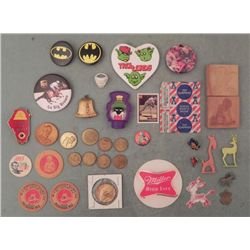 Misc Lot Vintage Pins, Political, Beer Milk Caps Tokens