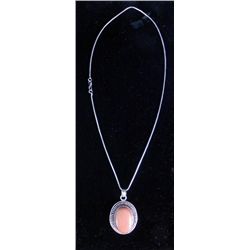 Red Sun Stone German Silver Pendant Necklace with Chain