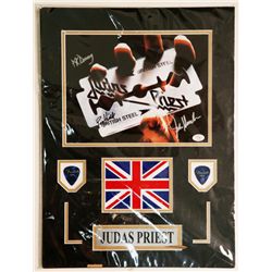 Signed Judas Priest Mounted Photo Pick Plaque COA