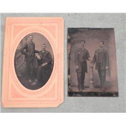 2 Antique Tintype Photo 2 Men Portraits 1/6 Plate
