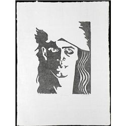 Self-Portrait Block Print Original S/N Don Weaver