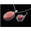 Image 2 : Red Sunstone 3 Sterling Earrings, Pendant Necklace Set