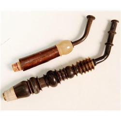 2 Antique MEERSCHAUM Wooden Tobacco Pipe Stems