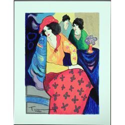 Itzchak Tarkay Signed Ltd Ed Art Print Blue Mood