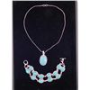 Image 1 : Turquoise Sterling Double Bracelet Pendant Necklace Set