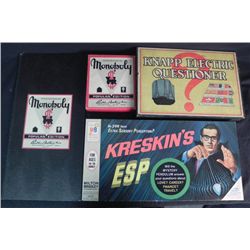 Lot of 3 Vintage Board Games, Monopoly, Kreskin's ESP