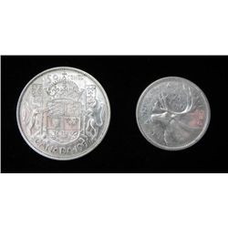 Canada Silver 1954 Half and 1956 Quarter