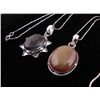 Image 2 : 2 Sterling Pendants Amber, Smokey Quartz Necklaces