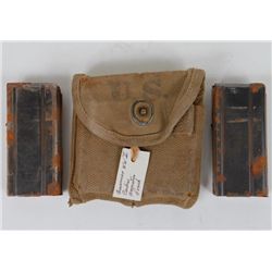WWII U.S. CANVAS CARBINE AMMO POUCH WITH 2 CLIPS-POUCH