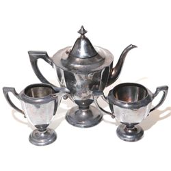 Vintage Forbes Silver Plate 3pc Tea Set Pot Creamer