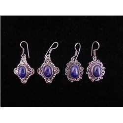 Lapis 4 Pc Sterling German Earrings 2 Pairs