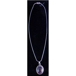 Amethyst German Silver Pendant Necklace with Chain