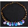 Image 1 : Necklace w/Tigers Eye Stones & Blue & Purple Shells